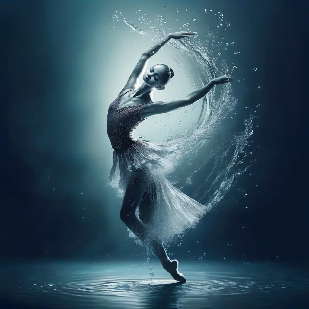 Elegant Ballet Dancer Made Of Water