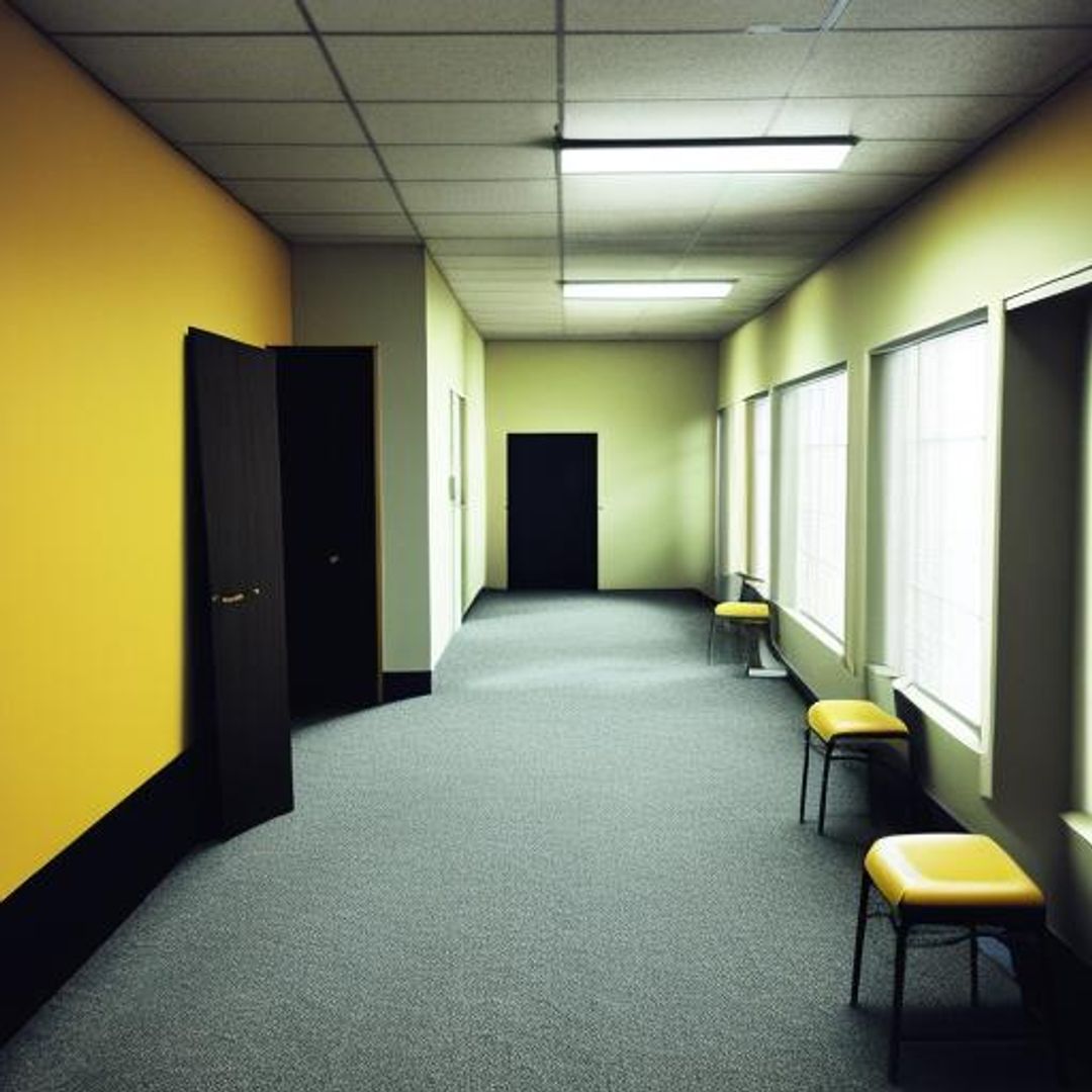 Indoor_Bathroom Liminal space, the backrooms, office/thrift store