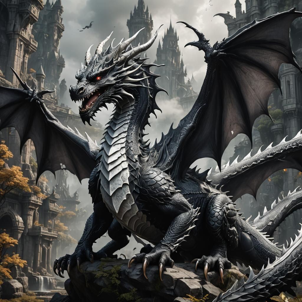 black and white dragon