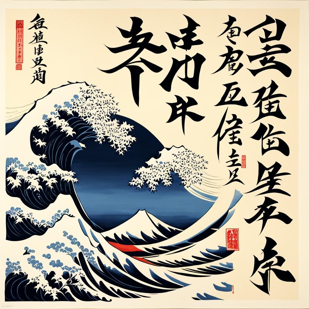 modern japanese calligraphy art   by @MoonWolf