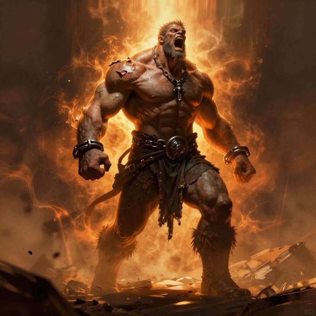 Muscular Giant Roars in Dark Fantasy Concept Art