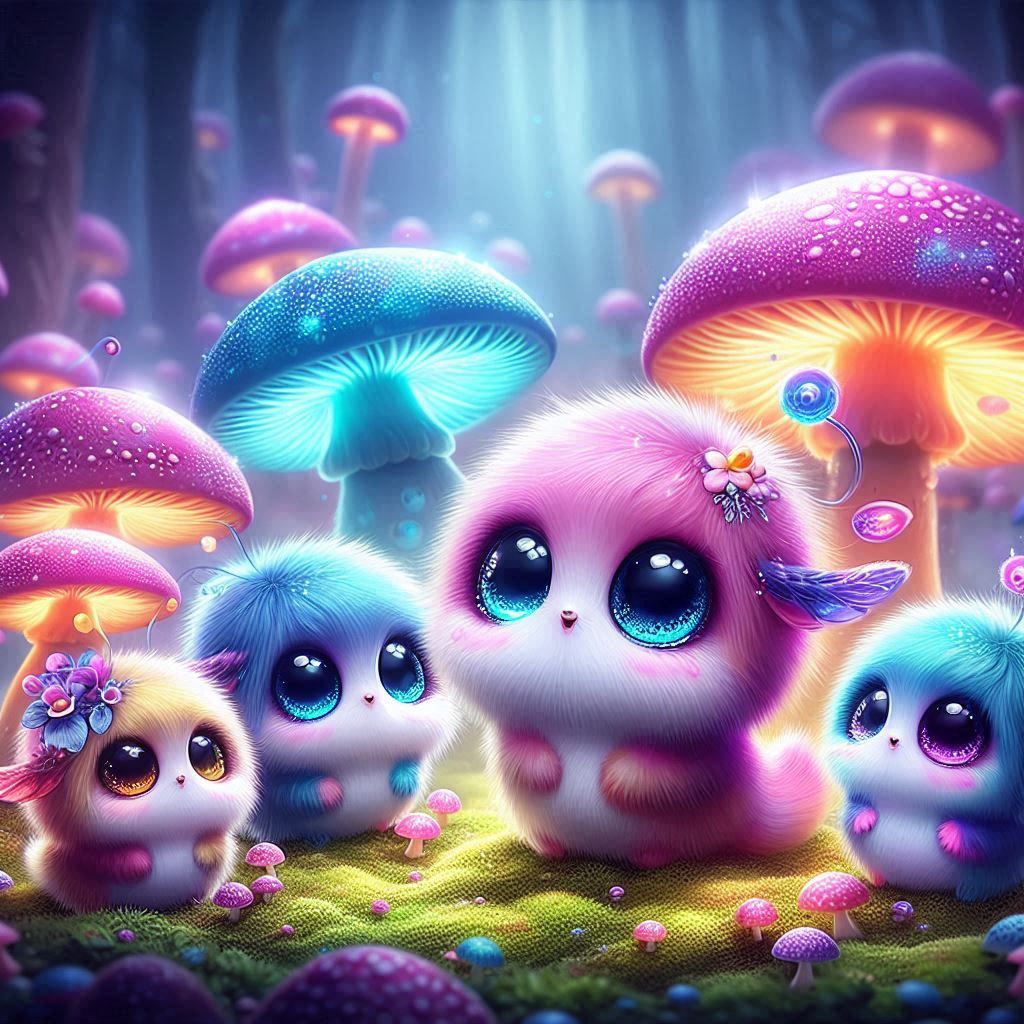 mushrooms metamorphosize into cute creatures