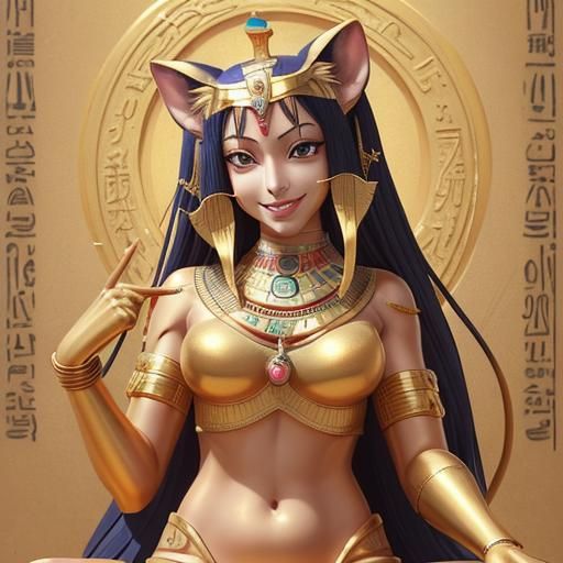 a gold statue of Bastet