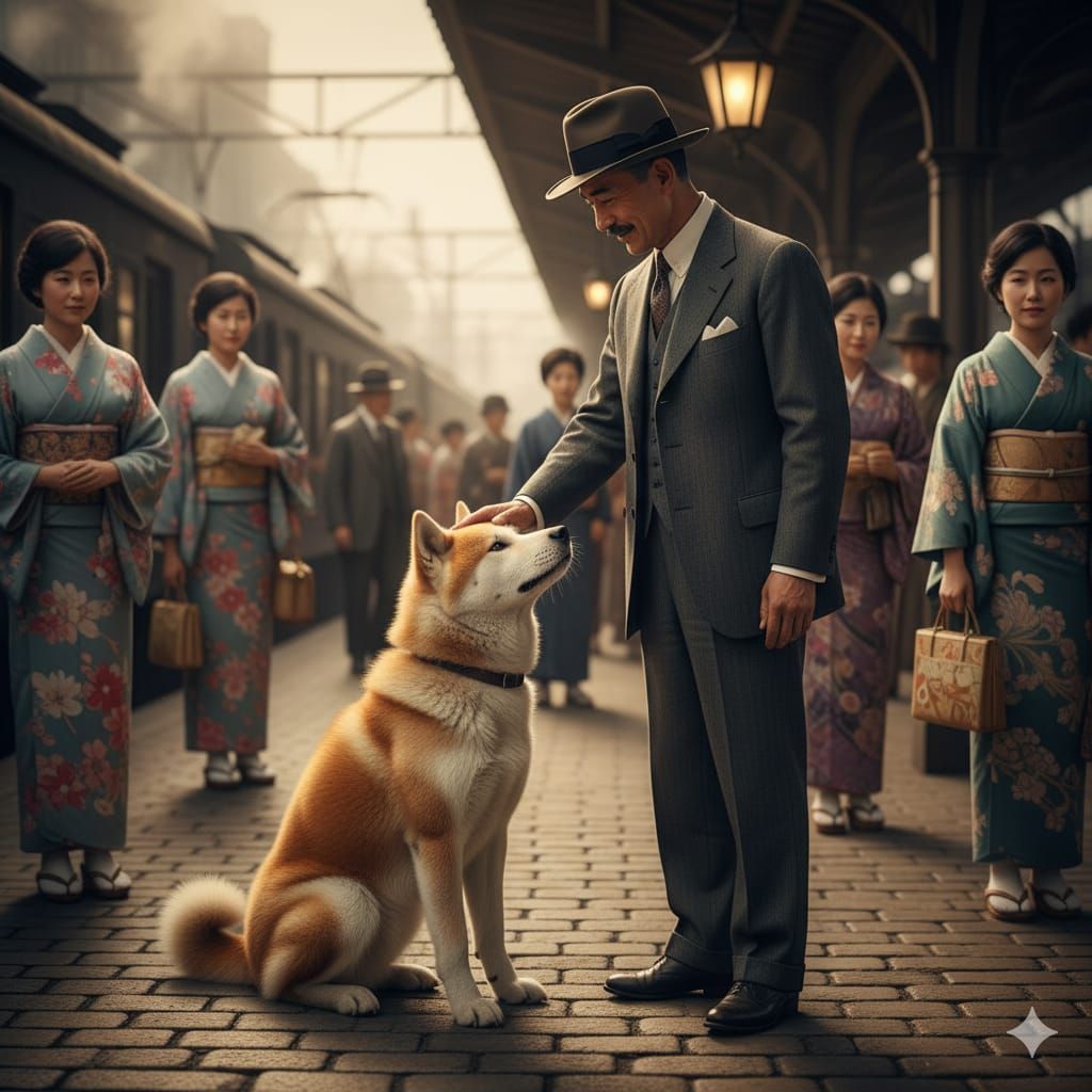 Hachiko et le professeur Ueno