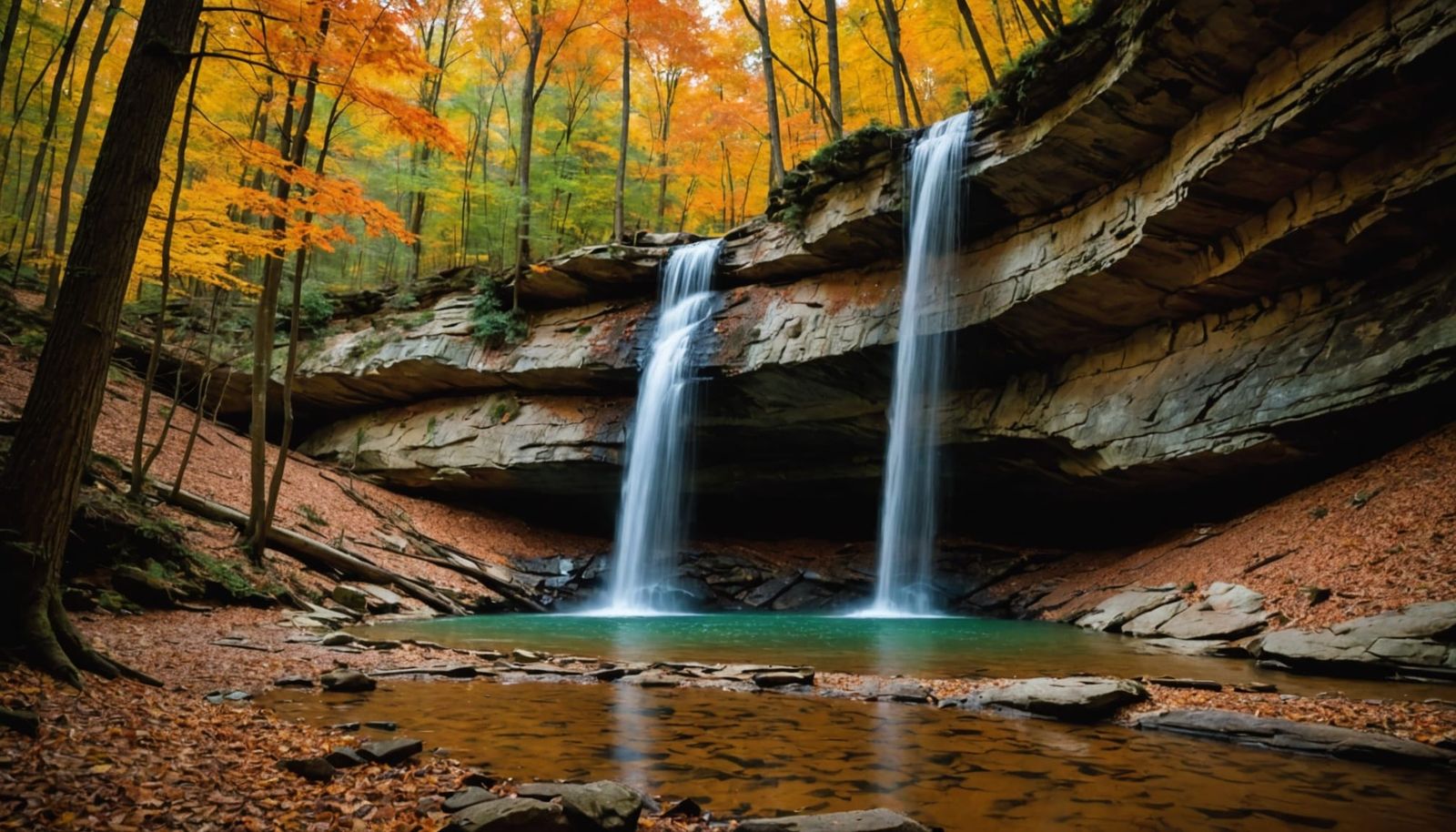 A waterfall  hocking hills Ohio  by @AI Curious