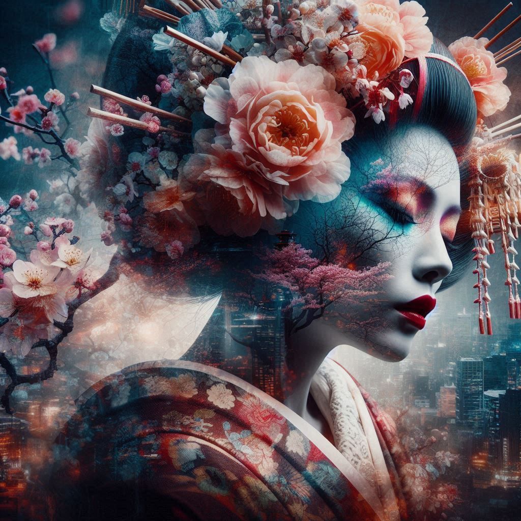 double exposure beautiful fantasy portrait landscape..