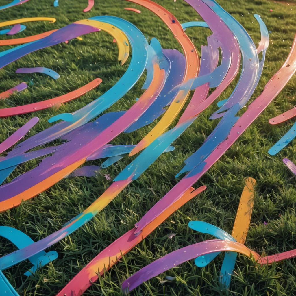 A sliding board on a playground, made of a rainbow. 8k resol...