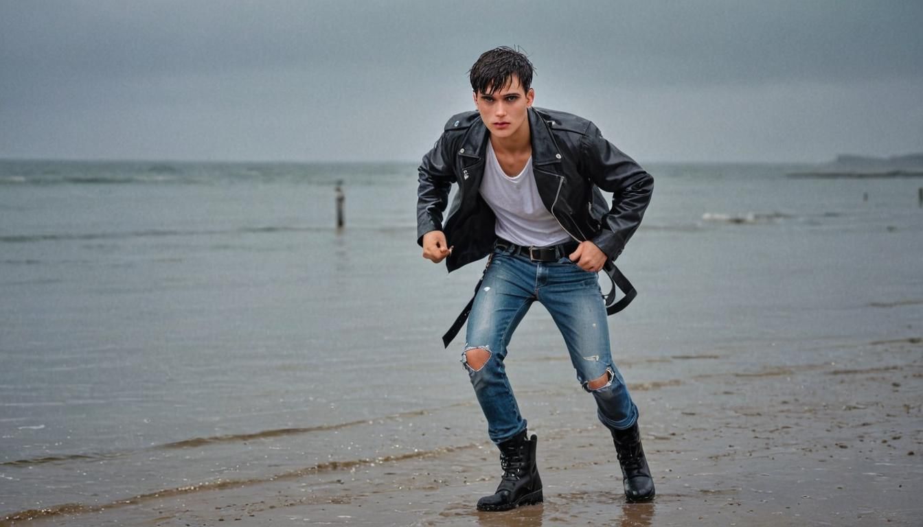 Boy in the rain