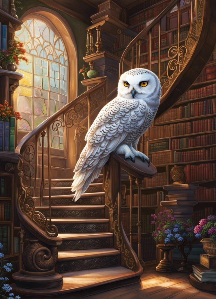 Hedwig the Librarian - AI Generated Artwork - NightCafe Creator