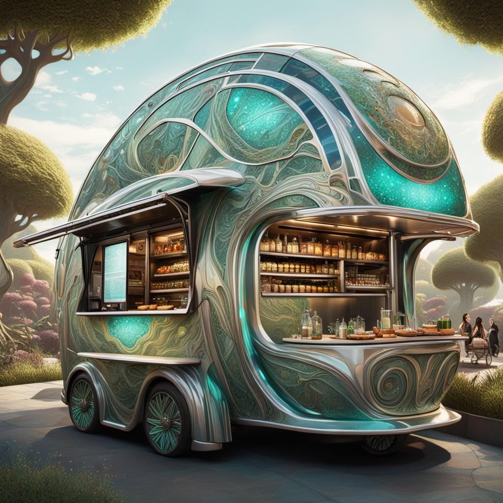 Self-serviced futuristic food truck  by @Charmin