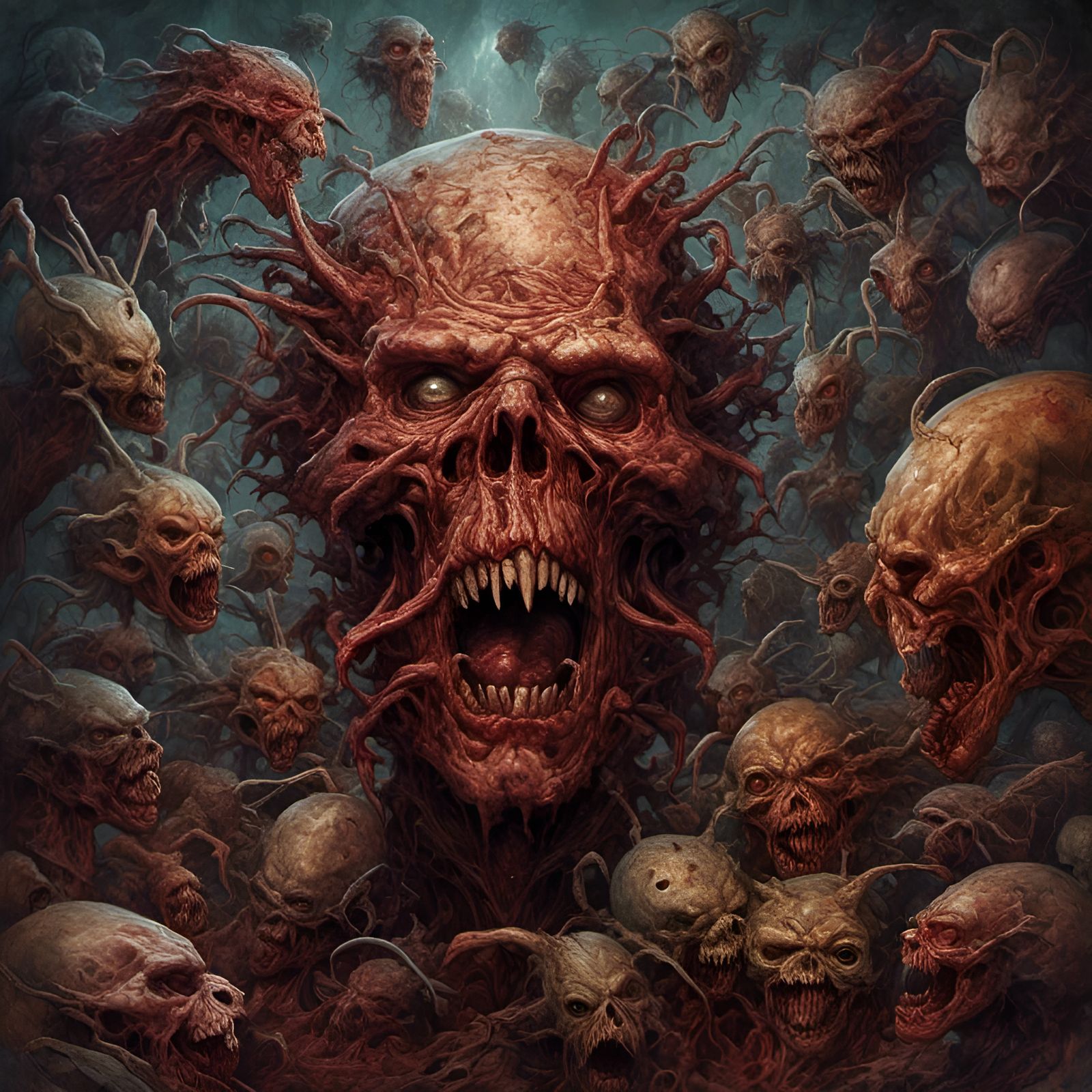 <lora:OutsideTheBox:1.0> among screaming scary rotting blood...