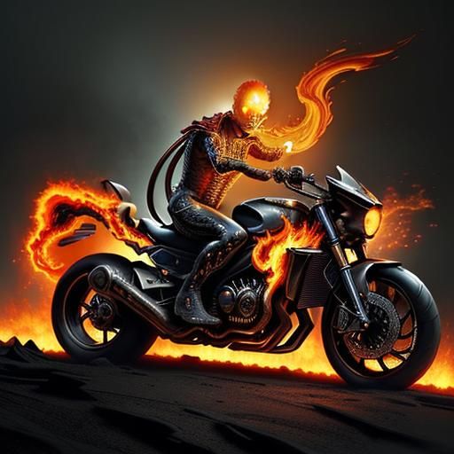 Ghost rider, flames, amazingly hyperdetailed, Epic cinematic brilliant ...