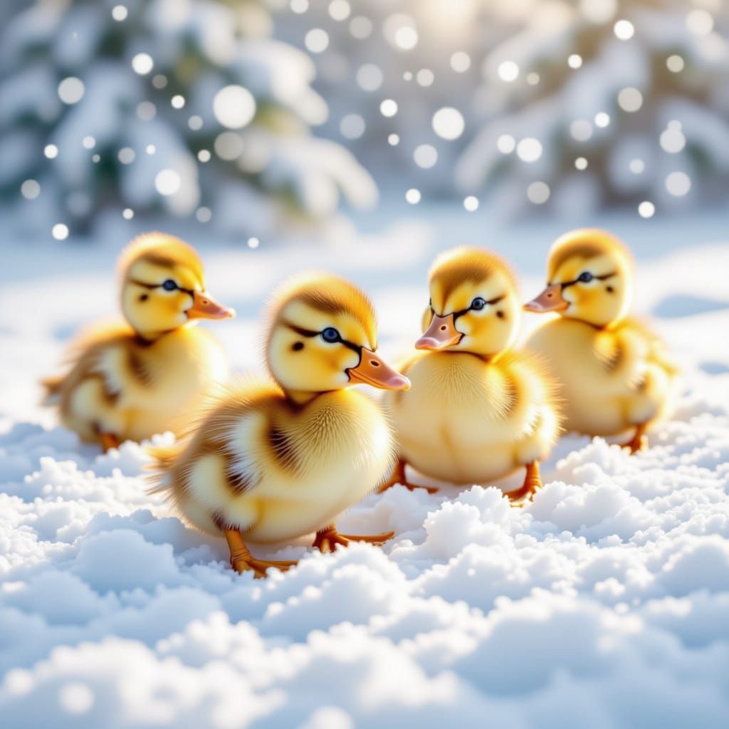 cute baby ducks playing in the snow <lora:Cute Baby Ducks:1.0>