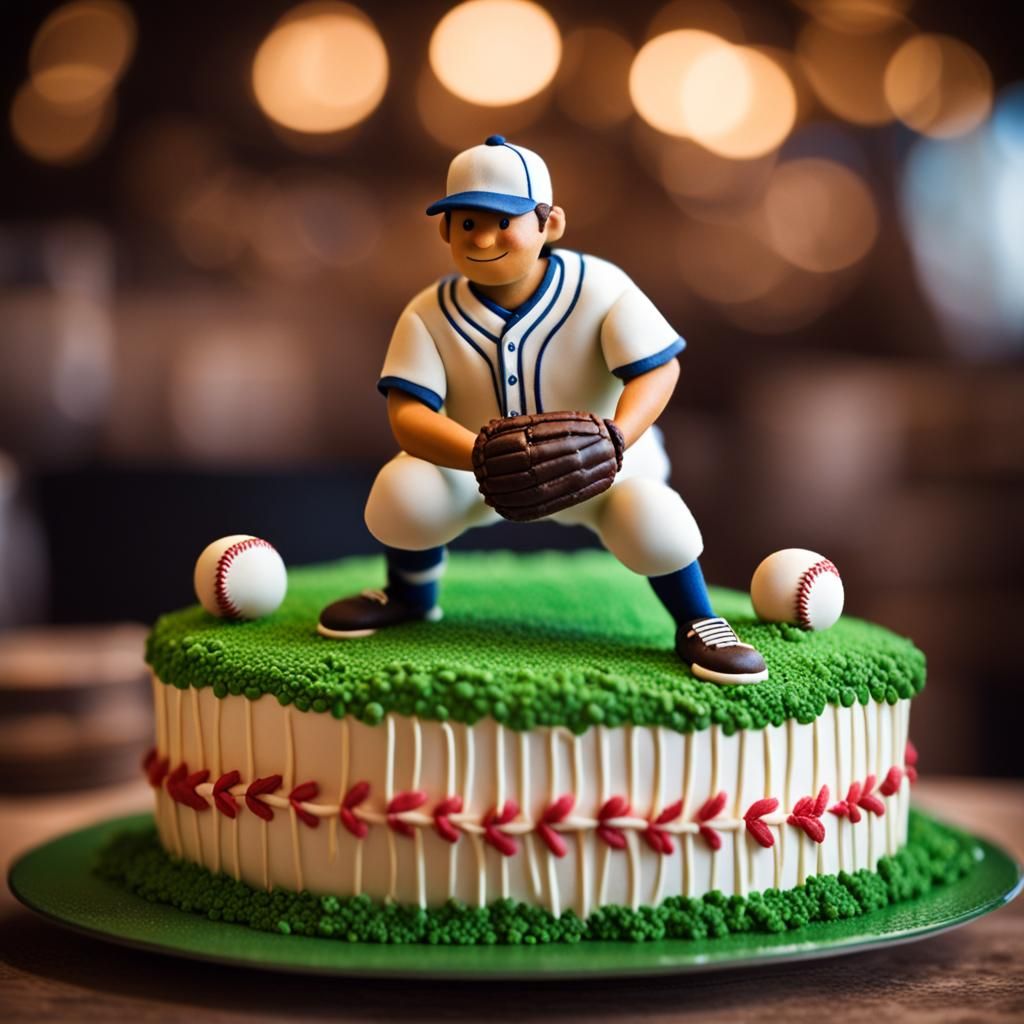 A baseball player made of cake. He looks delicious.