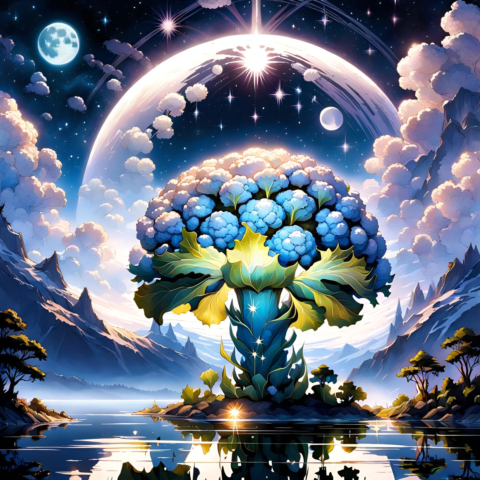 A beautiful cauliflower on a magical planet  by @Shilla