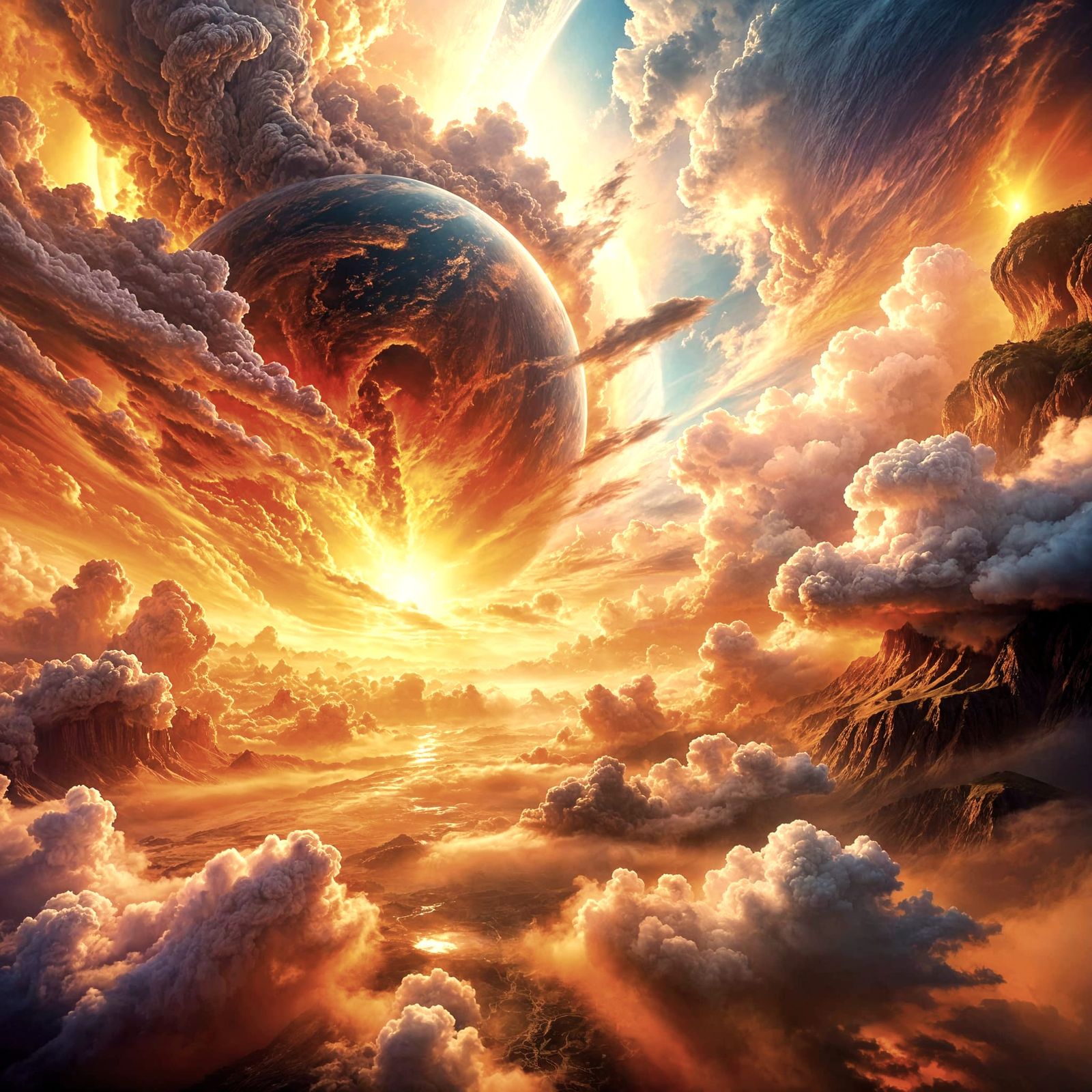 Planet landscape  through clouds   by @manozavr