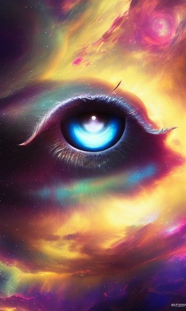 Cosmic eye, cosmic clouds, Artgerm, WLOP, Photograph Taken o...
