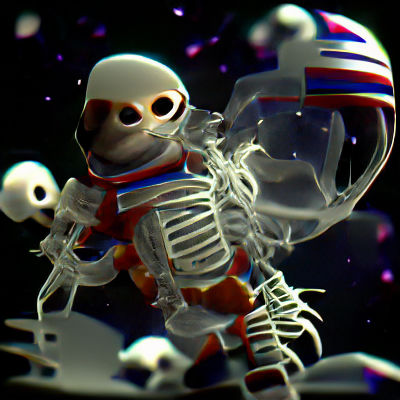 Scary skeleton astronaut in space blender