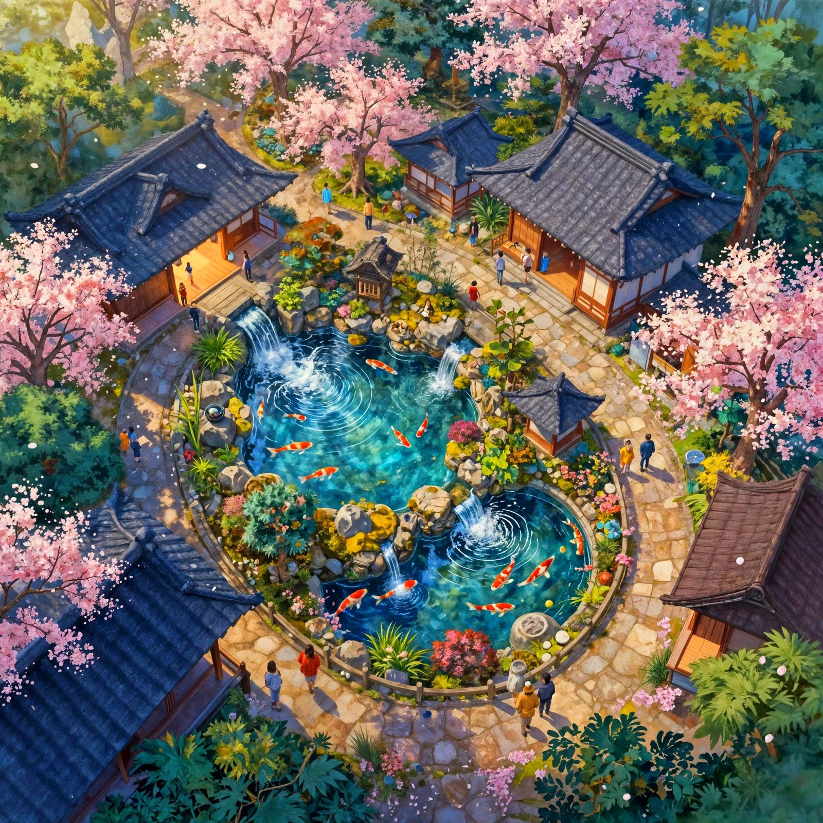 Aerial View of a Japanese Garden  by @Ria Hagane