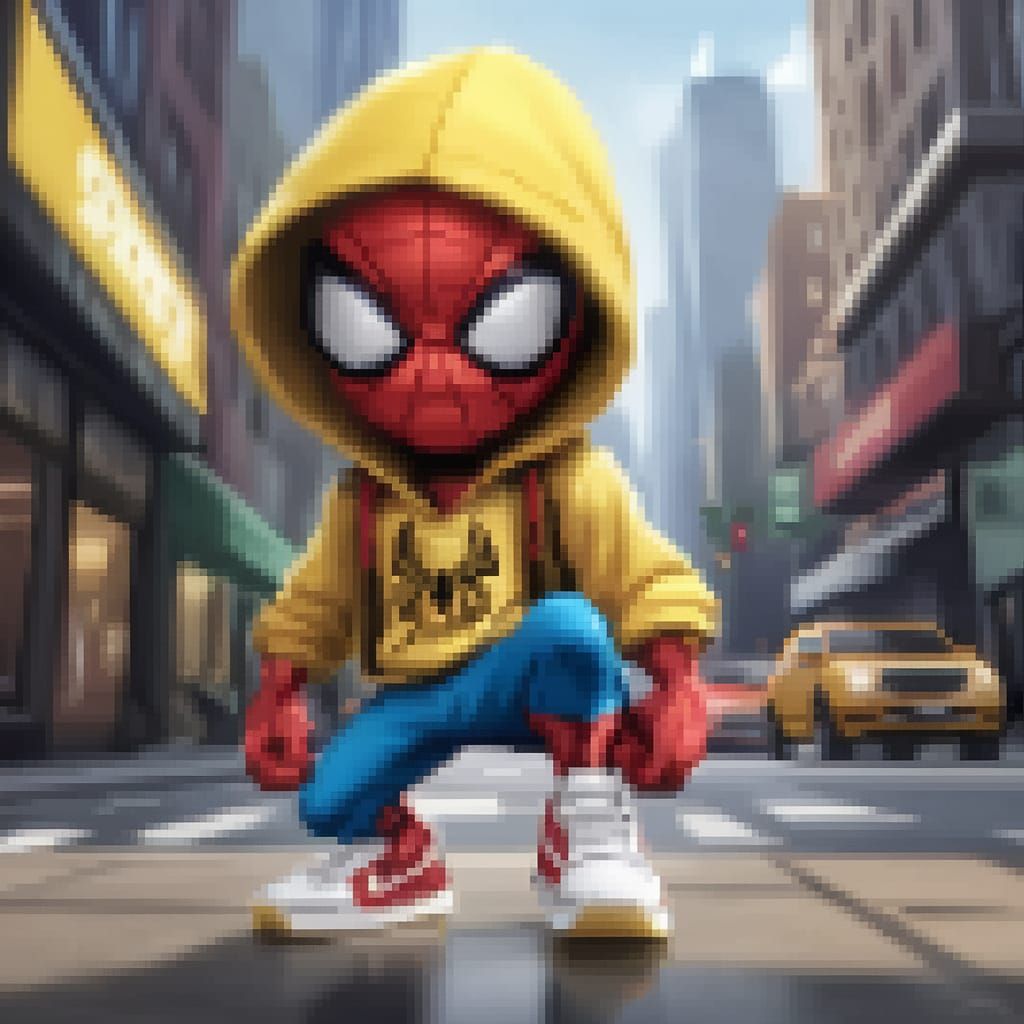 Pixelated Hip-Hop Spiderman