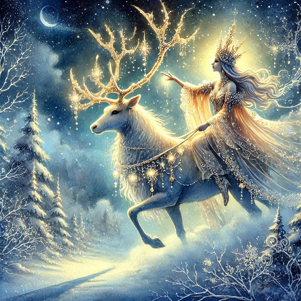 Winter goddess with her reindeer