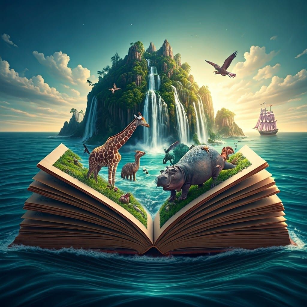 Majestic Island Emerges from Ancient Tome in Vibrant Dreamli...