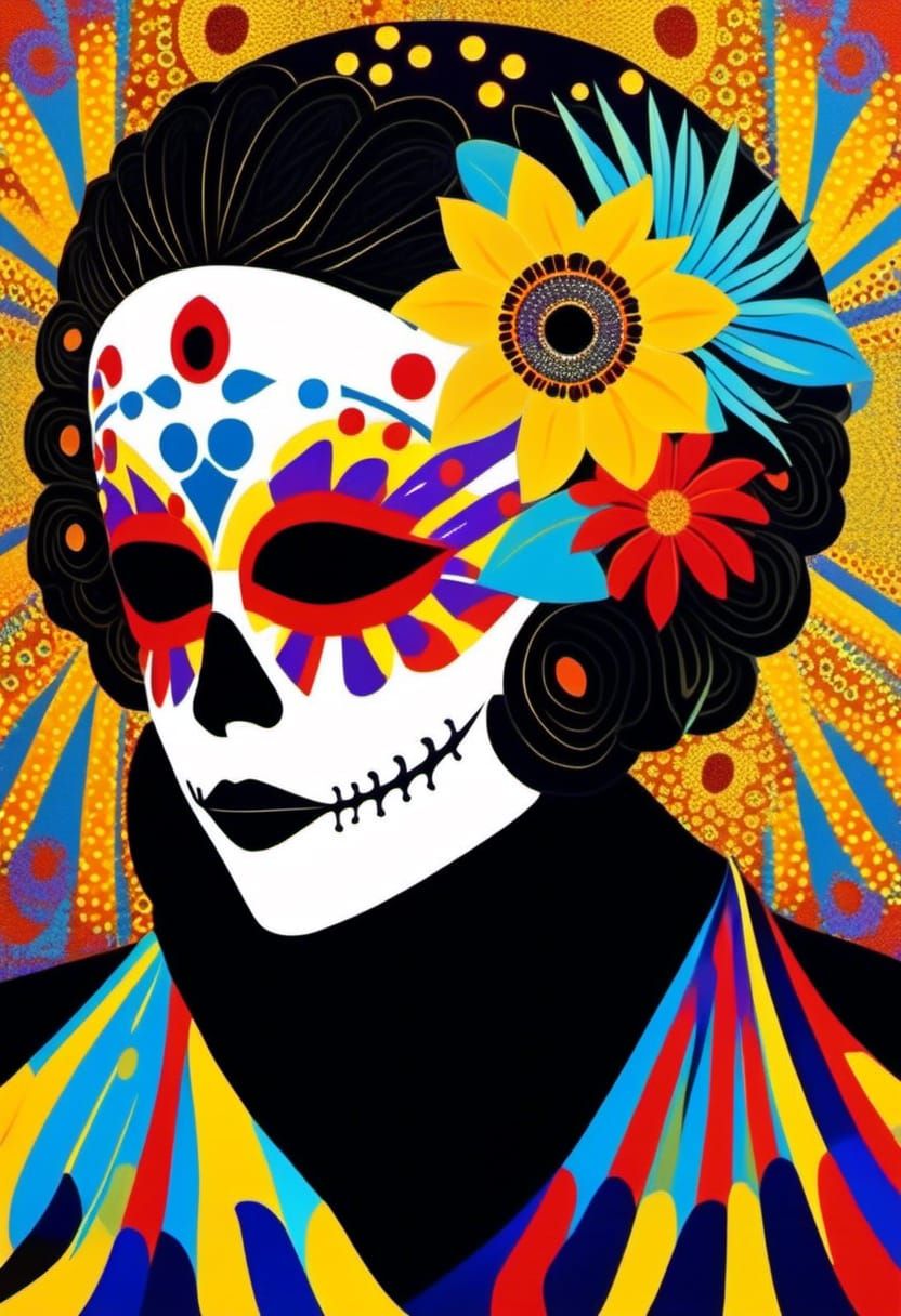 Shogun, Japanese characters, Dia de los Muertos, Carnival Masks, Icon