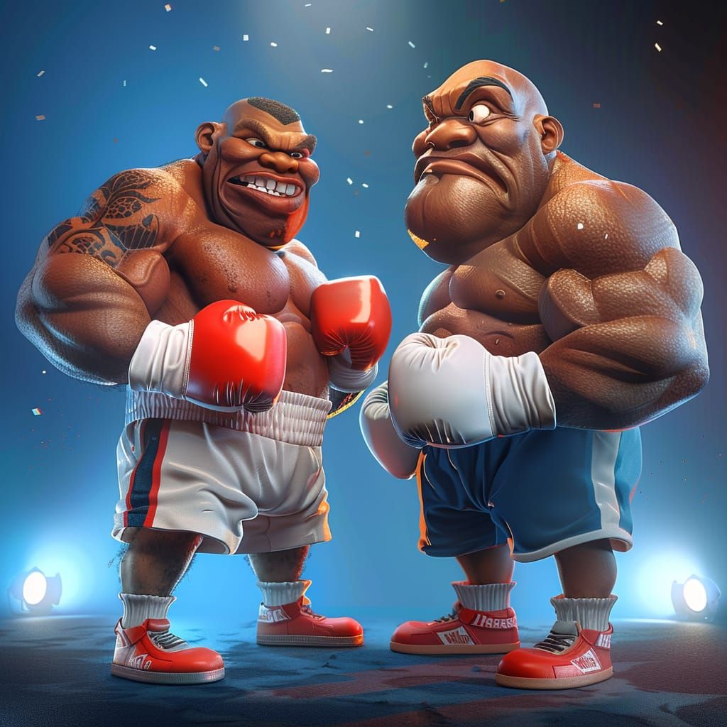Animation of Mike Tyson and George Foreman