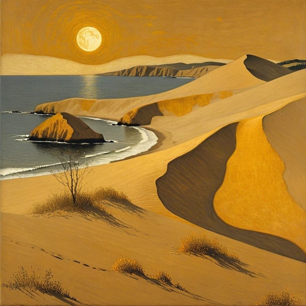 Footprints in the Golden Dunes  [ with Haiku ]