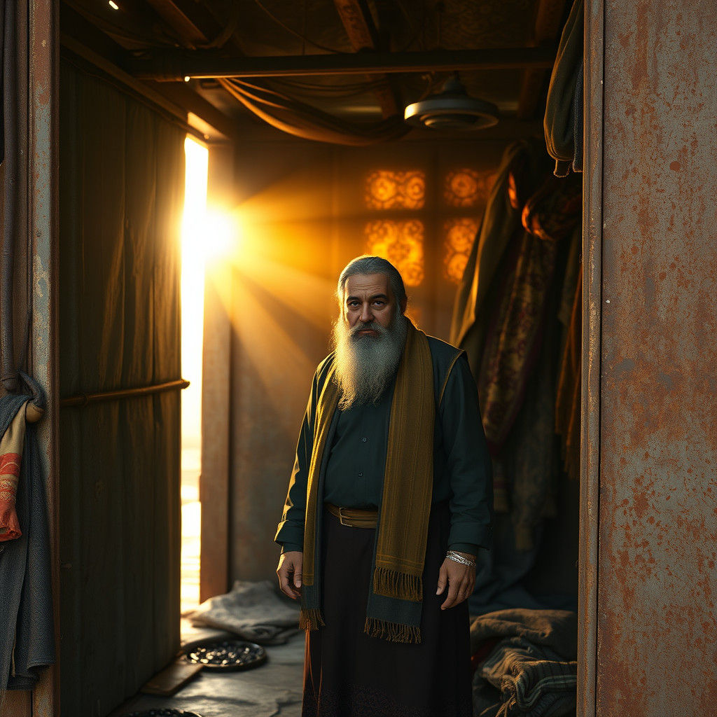 Yemenite Jew in Rusted Shack, Matte Painting