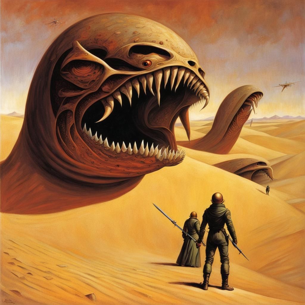 Dune Frank Herbert, Sand worms with sharp teeth. - AI Generated Artwork -  NightCafe Creator