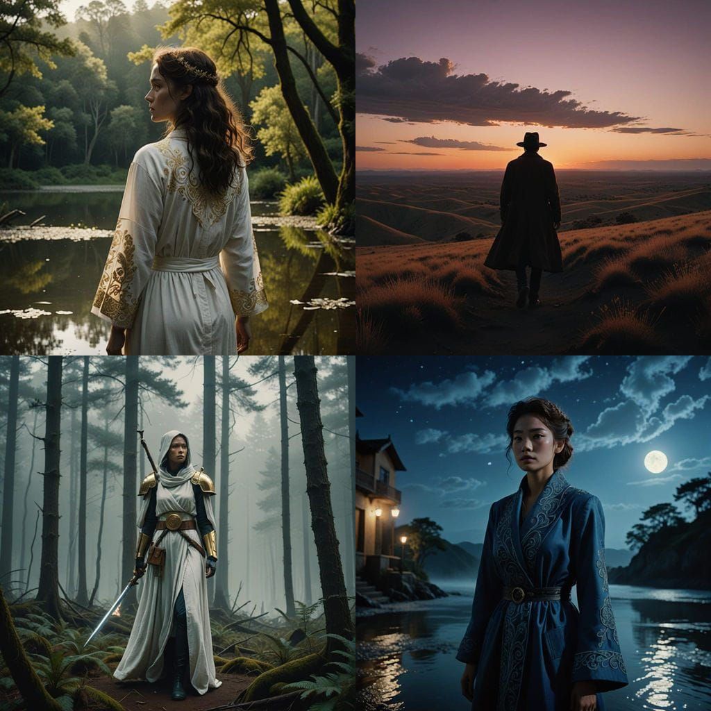 Ethereal Girl Radiates Under Sunlight and Stars