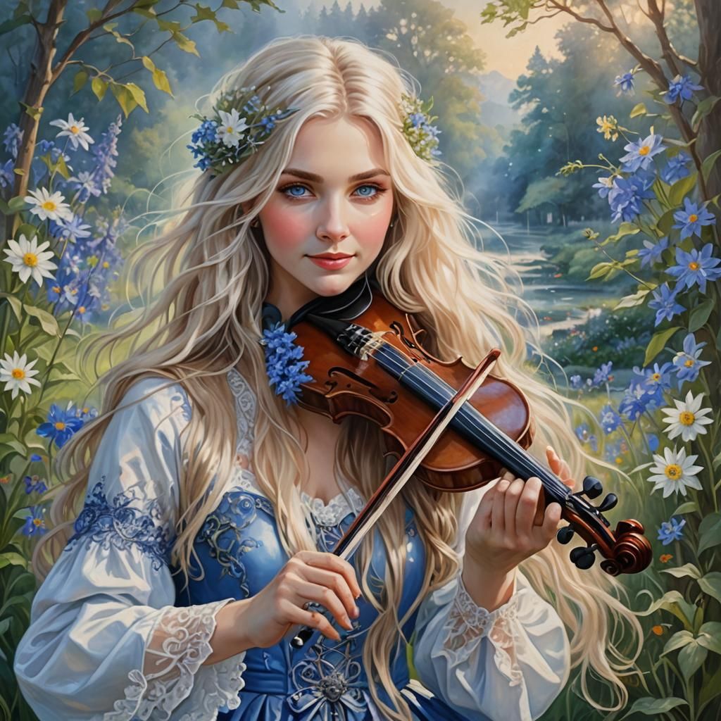 Playing "Edelweiss" in an edelweiss & bluebell garden  by @LOVELY