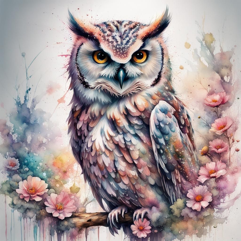 Beautiful Watercolor Owl  by @Bri-Bunny225
