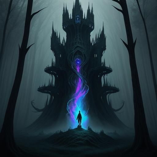 Otherworldly Being in Mystical Forest: Surreal Dark Fantasy