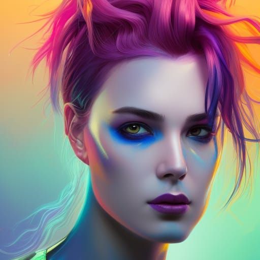 woman with rainbow hair - AI Generated Artwork - NightCafe Creator