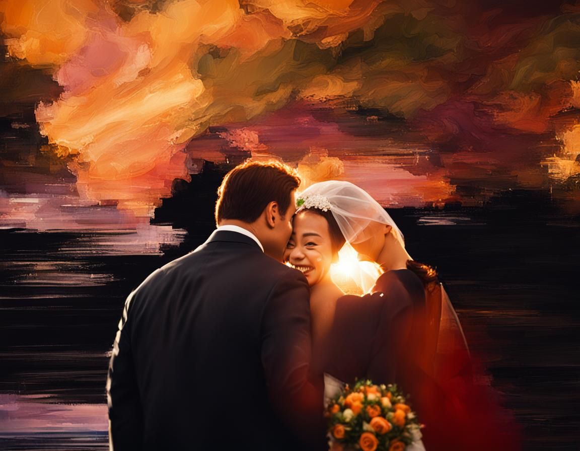 happy newlywed couple