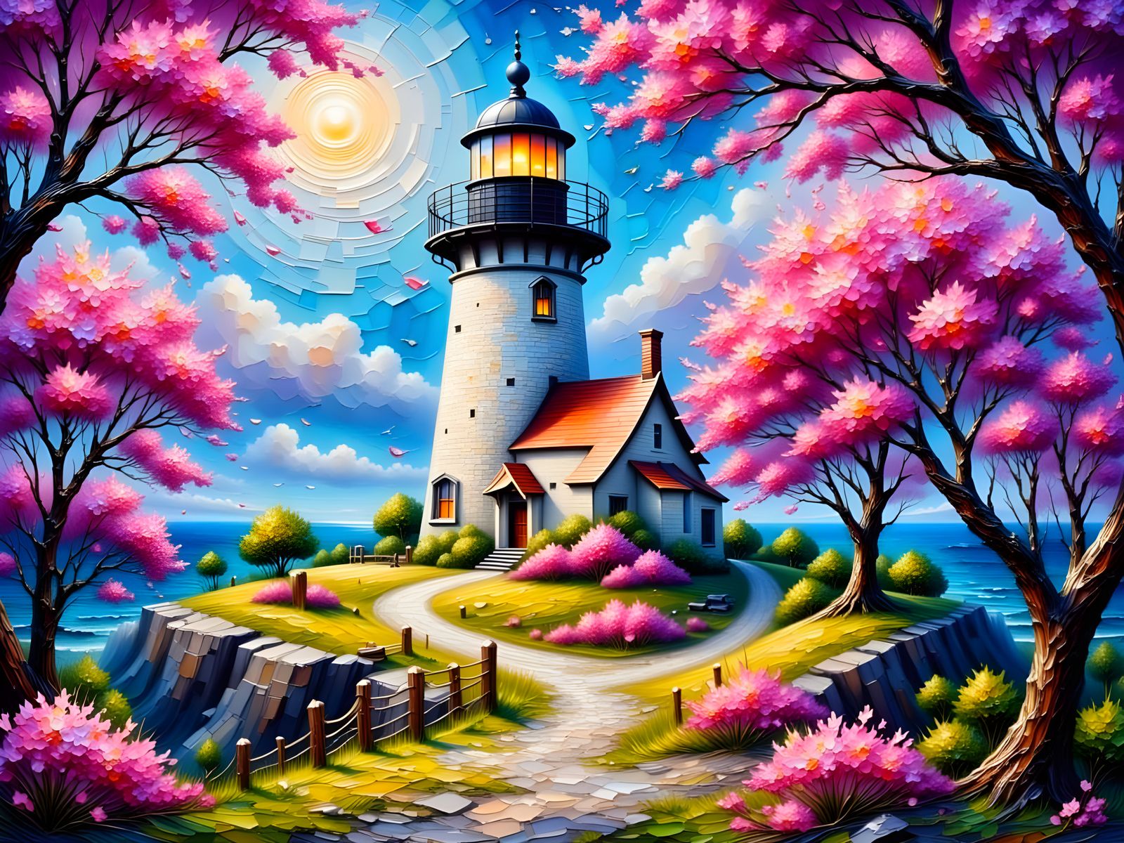 <lora:ImpastoRama:1.0> <lora:Palette Knife:1.0> <lora:Fantasy Ink Flux:1.0> Lighthouse Evolution  by @RMS