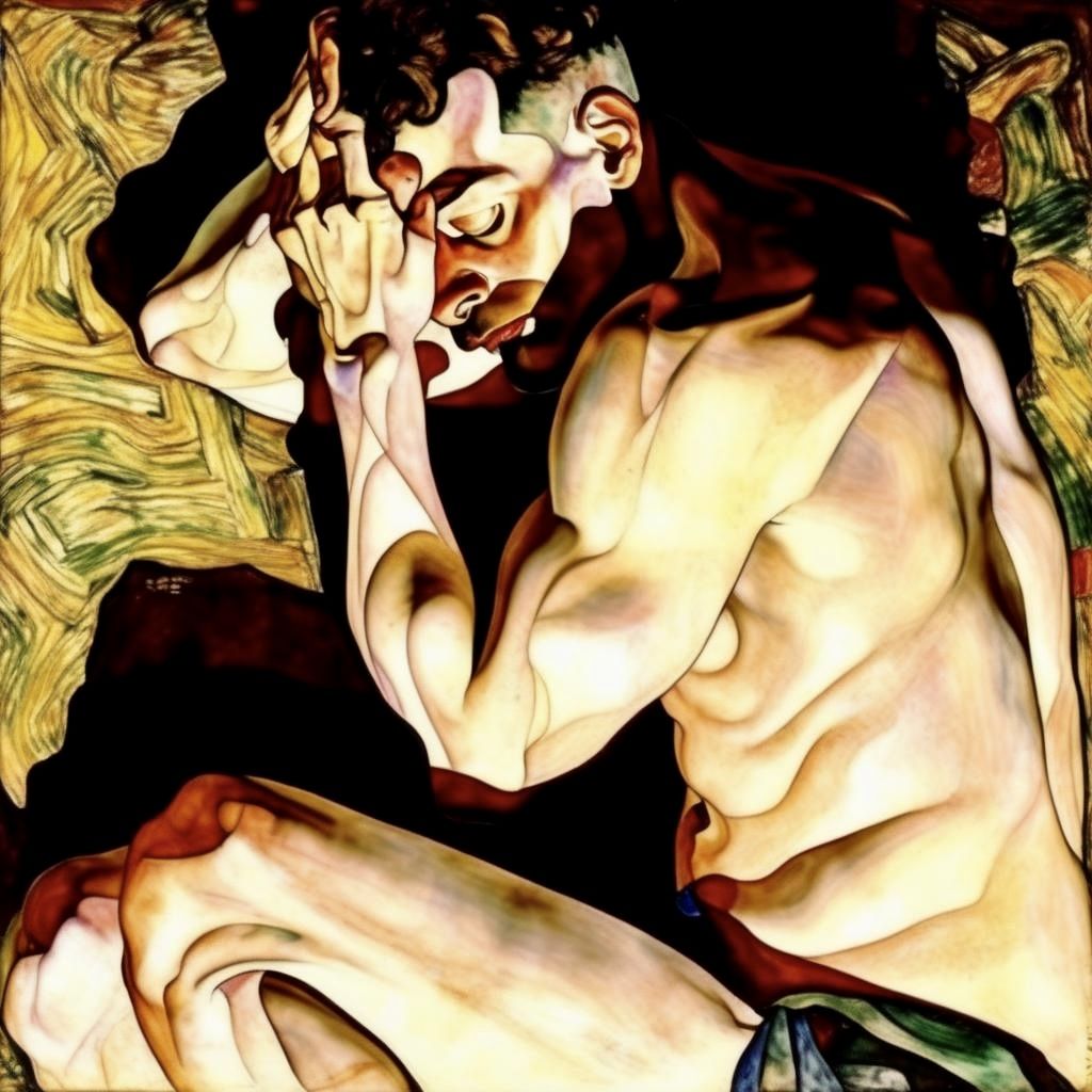 A man in the fetal position