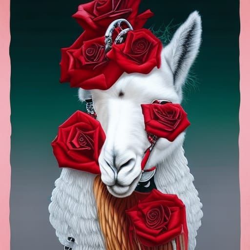 Alpaca with Roses