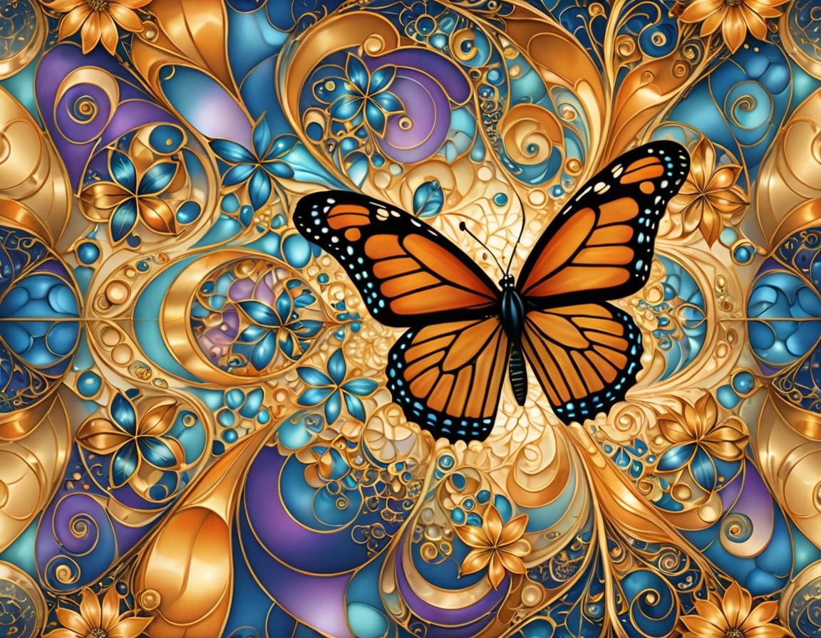 Monarch butterfly with wings made of opaque glass