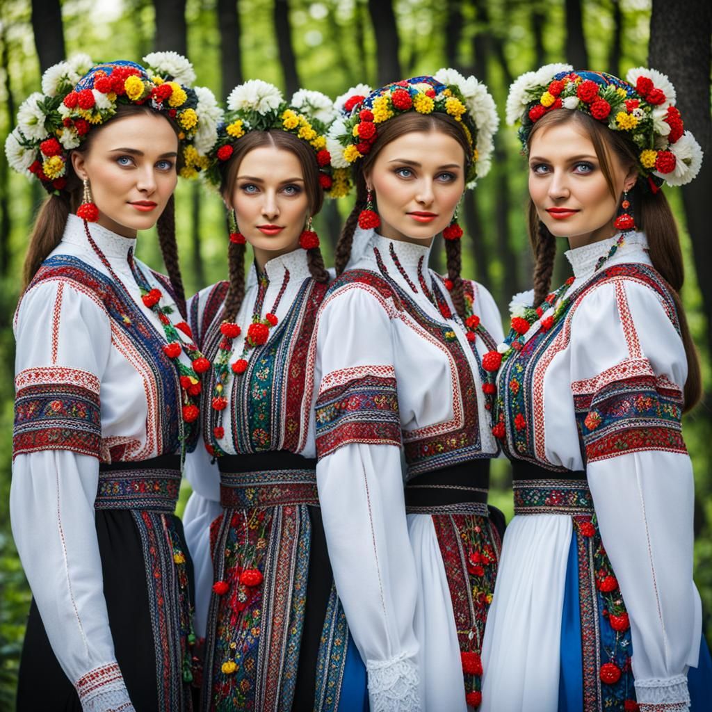 Ukrainian girls in traditional dresses