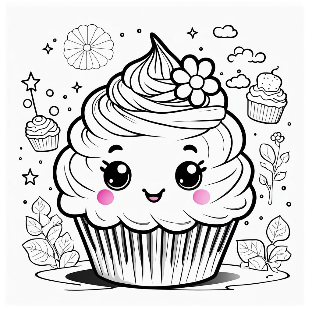 Cupcake para colorear - AI Generated Artwork - NightCafe Creator