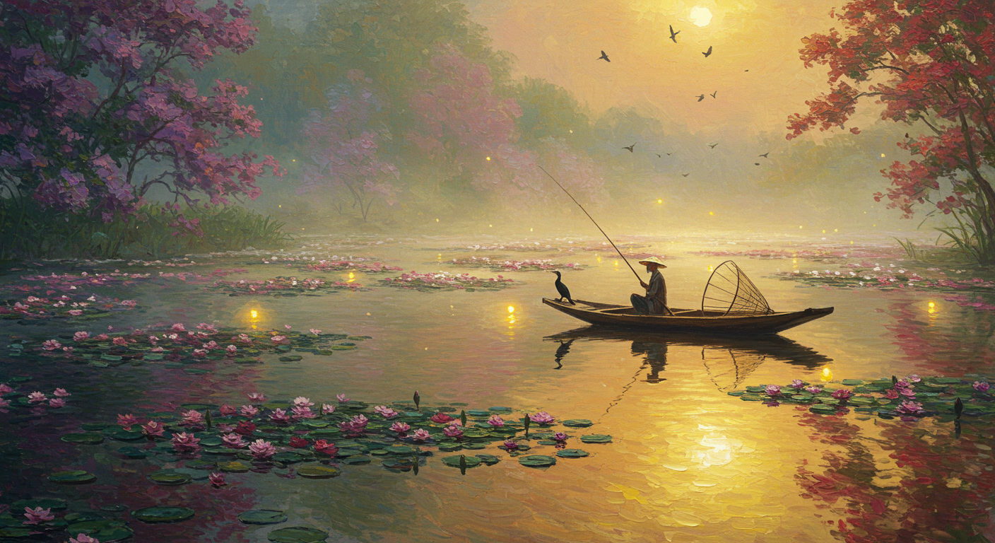 Cormorant fishing in spring  by @PKuTeK