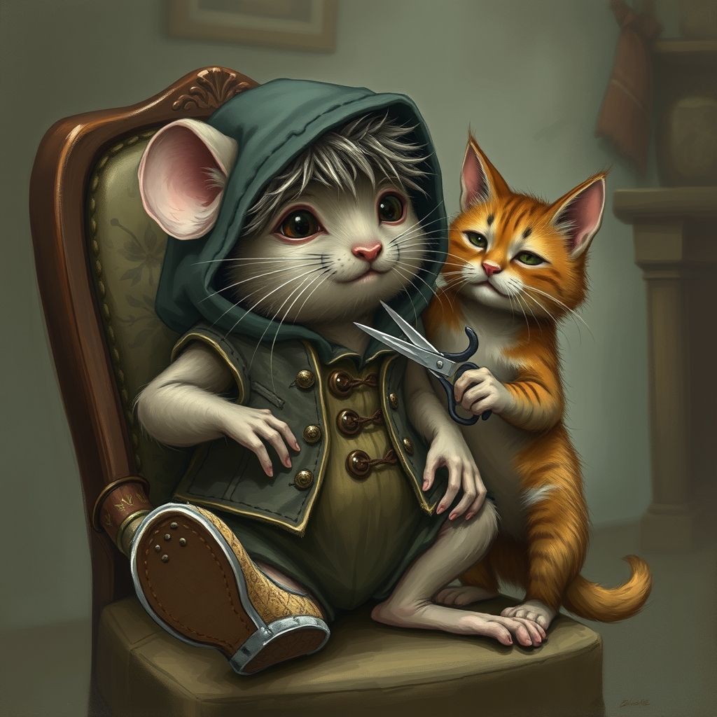 A hooded mouse with a scraggly