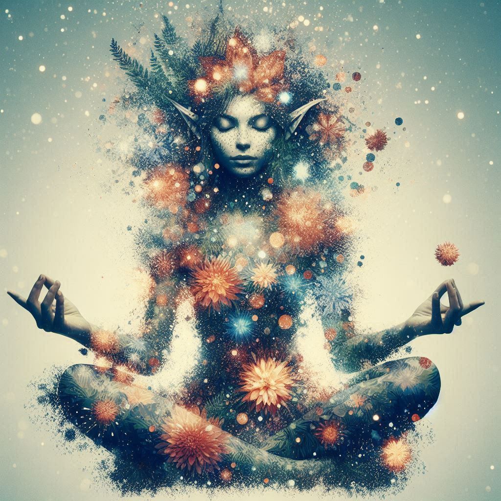 double exposure beautiful fantasy DALL-E 3 portrait landscape..