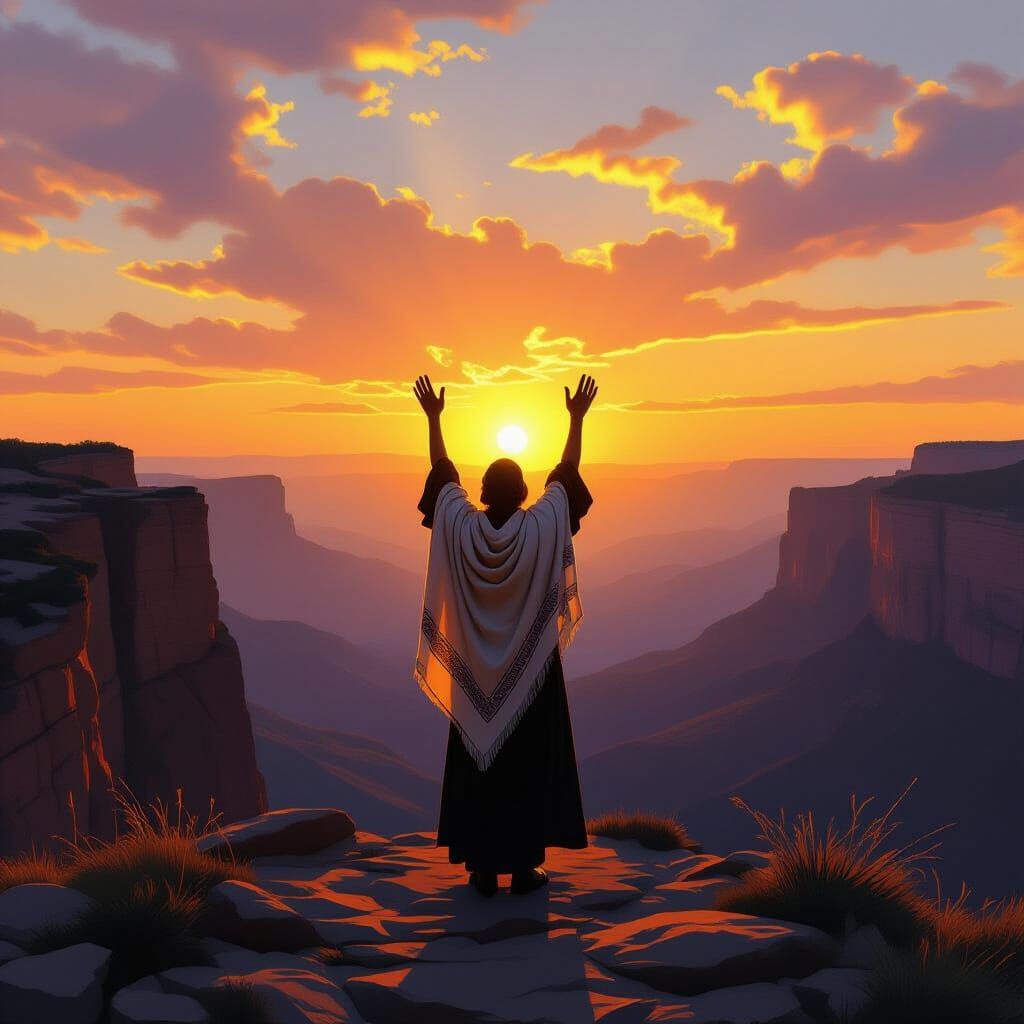 Spiritual Sunrise on Cliff Edge