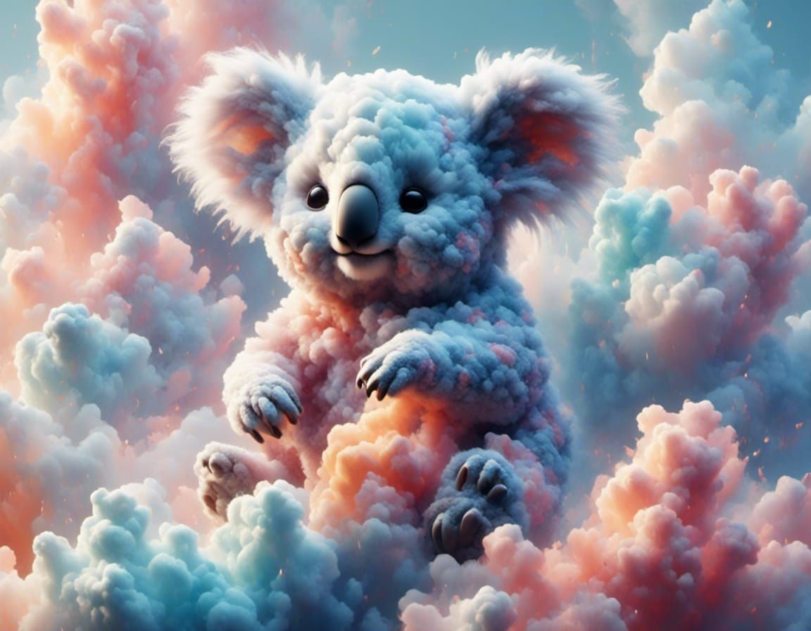 Cute Fluffy pastel Koala cloud animal!