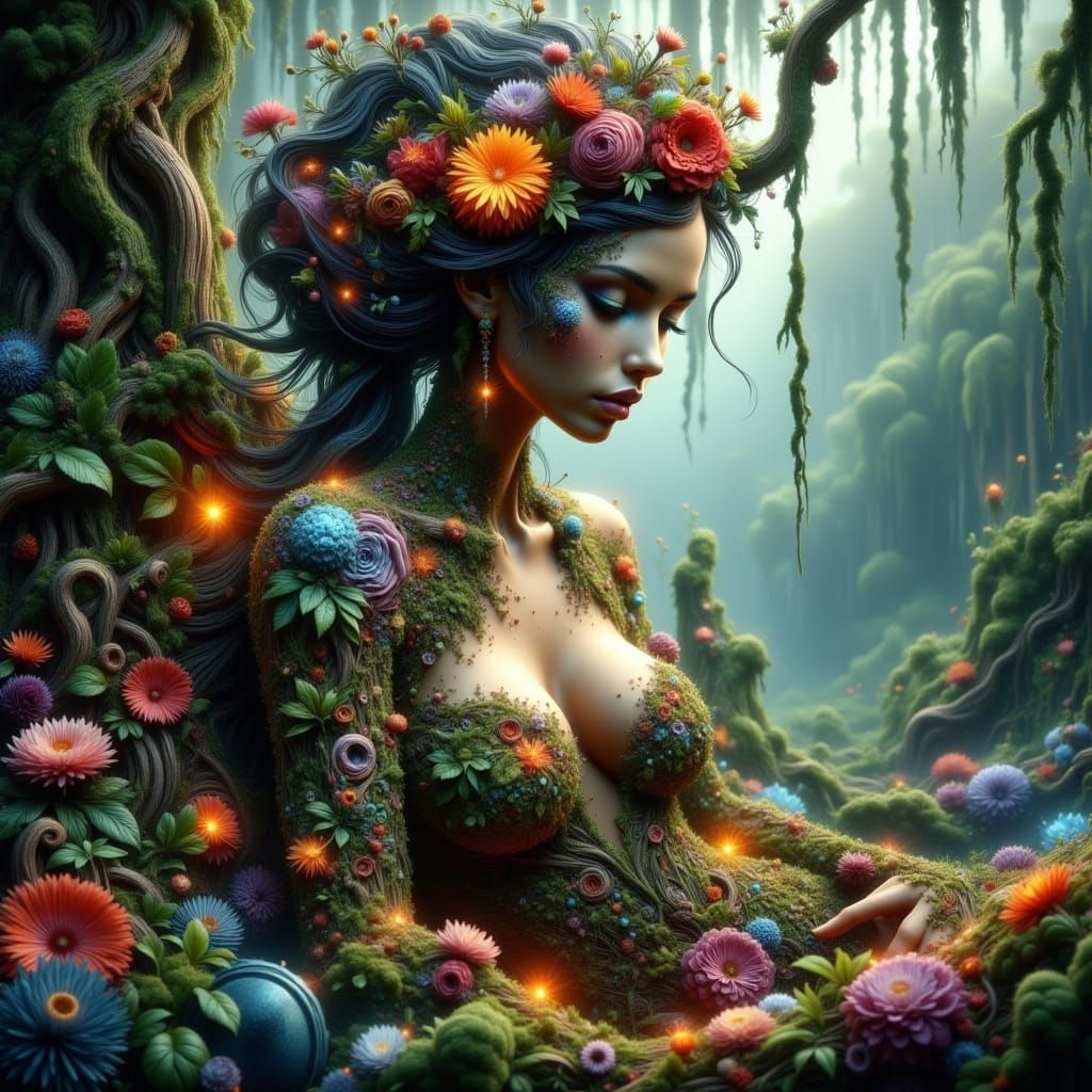 Ethereal Goddess of Nature in Hyperkraximalismus Style