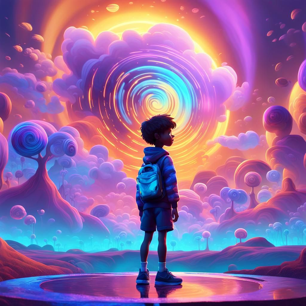 Bizarre Child in Dreamlike Pixar-Inspired 3D Art